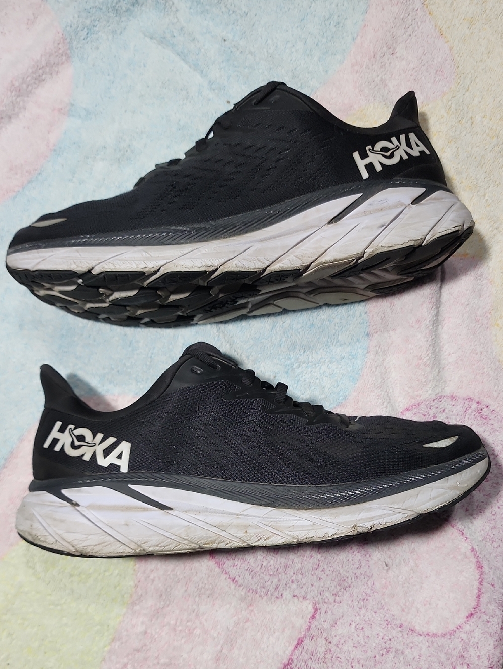 Hoka One One Men's Clifton 11D Black White 1119393 Running Shoes